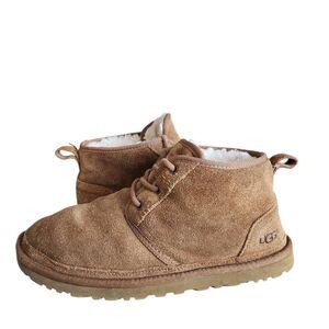 UGG Chukka Ankle Boots Mens 9 Neumel Chestnut Suede Leather Wool Lace‎ Up